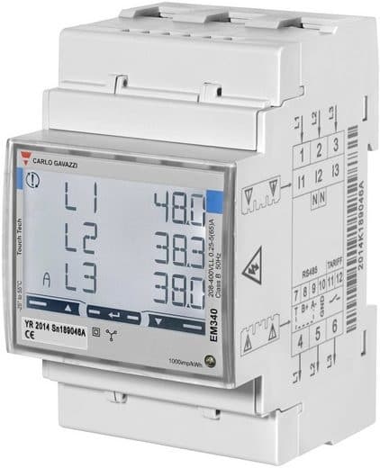 Carlo Gavazzi viedais skaitītājs EM340, trīsfāžu līdz 65 A, MID
