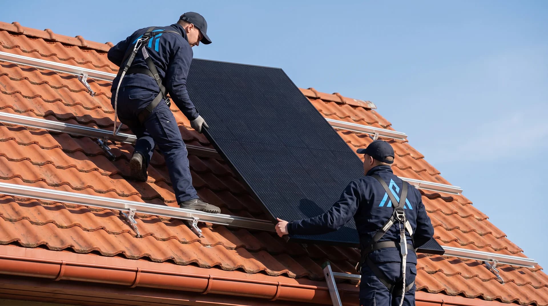 ENERGUM montieri uzstāda melnos saules paneļus uz dakstiņu jumta